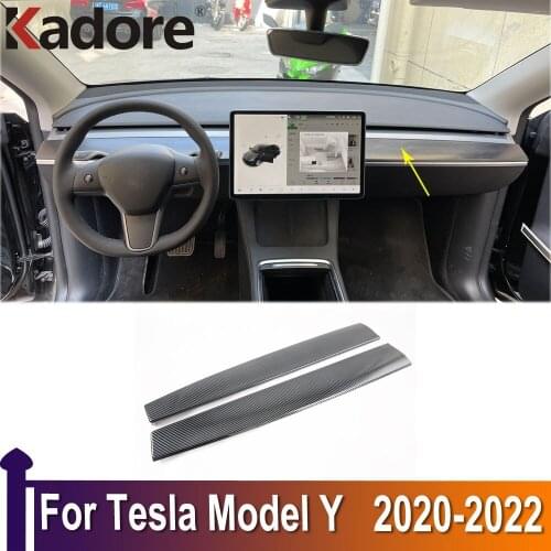 For Tesla Model Y 2020 2021 2022 Carbon Fiber Center Control Panel Molding Cover Trim Car Styling Interior Auto Accessories