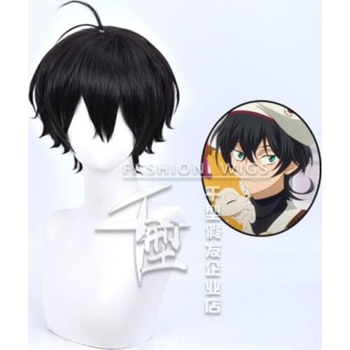 Cos Gift Cos Gift 35cm Anime SK8 the Infinity MIYA Chinen Miya Wig Cosplay Wigs Playing Short Black Hair Halloween 1:1 Wigs Cap