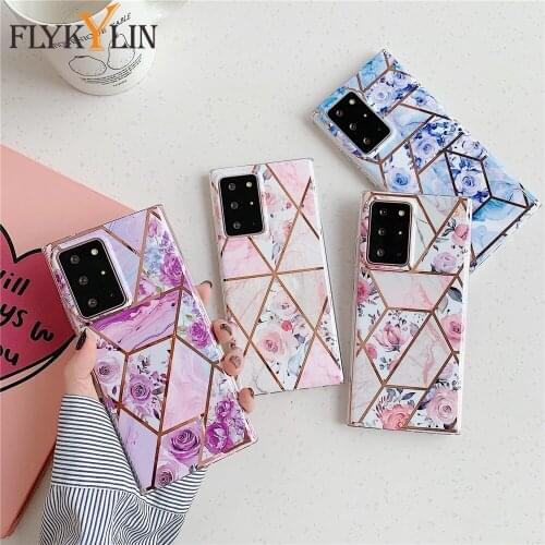 FLYKYLIN Plating Flower Phone Case For Samsung A72 A52 A51 A71 A42 S21 S20 FE S10 S8 S9 Plus Note 20 Ultra Soft Silicone Cover