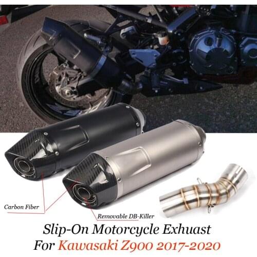 Z900 Slip-on 51mm Motorcycle Exhaust Muffler Middle Link Pipe Escape with DB Killer for Kawasaki Z900 2017 2018 2019