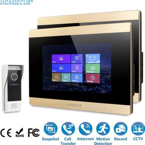 HOMSECUR 7" Wired Video&Audio Smart Doorbell with Black Camera for Apartment BC031-B+BM715-G