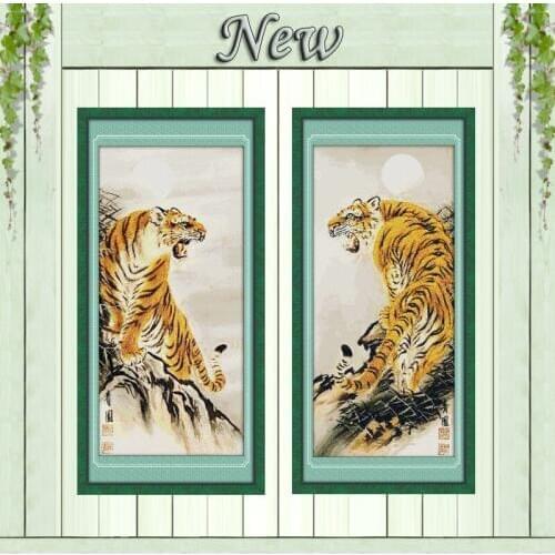 Tiger animal mountain decor painting counted printed on canvas DMC 11CT 14CT chinese Cross Stitch kits embroidery needlework Set