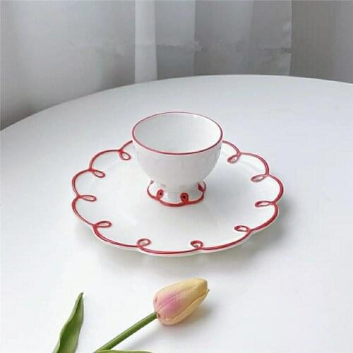 Lovely Ceramic Coffee Cup And Saucer Set Breakfast Coffee Milk Cup Cake Dessert Plate Beautiful Gift Home Drinkware Party