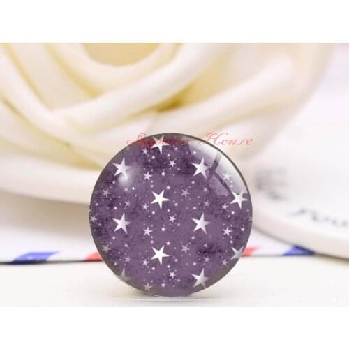 Handmade Round Purple Starry sky photo glass Cabochons, Jewelry Finding Cameo Settings, (CS5584-5986)
