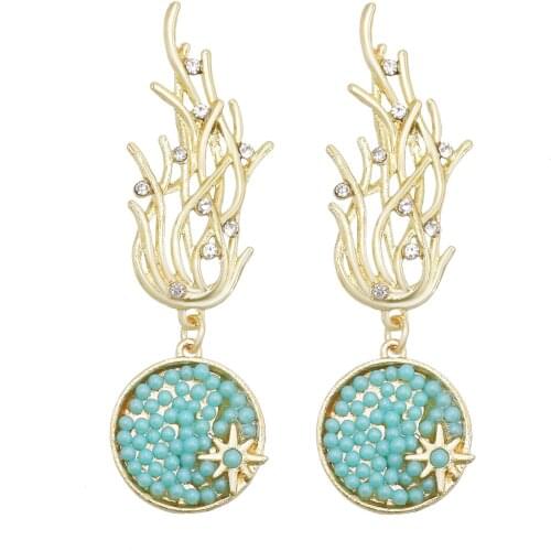 Fashion Hot-selling Alloy Crystal Rice Bead Inlaid Pendant Earrings European And American Temperament All-match