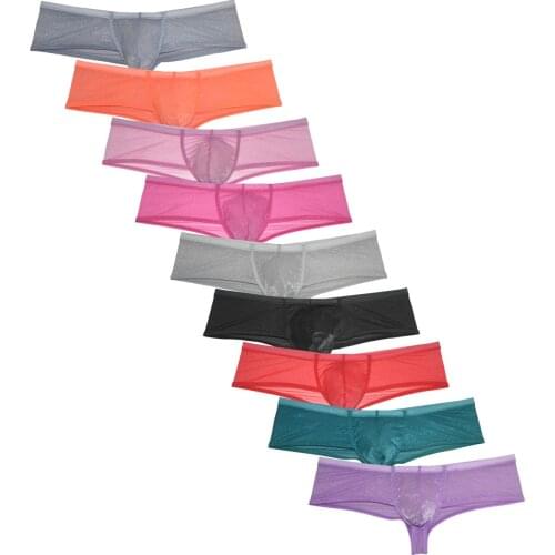 Mens Underwear Organdy Cheeky Boxers Thong Boxershorts Shiny & Soft Brazilain Bikini Ropa Interior Hombre