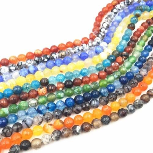Natural Stone Onyx Faceted Round Popcorn Dragon Veins Agates Loose Beads Multicolor 6mm 8mm 10mm 12mm Jewelry Finding 15inch A57