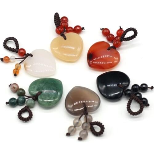 Natural Stone Peach Heart Pendant Handmade Crafts DIY Necklace Bracelet Keychain Jewelry Accessories Gift Making 25x25mm