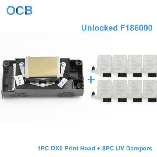 New F186000 Unlocked UV Printhead DX5 Solvent Print Head For Epson R1800 R1900 R2000 R2400 4880 For Mimaki JV33 For Mutoh 1604