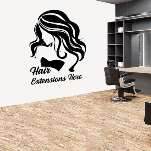 Hairdresser Hair Extensions Salon Shop Window Sign Vinyl Sticker Wall Art Hair Salon Decal Removable Mural Wallpaper S126