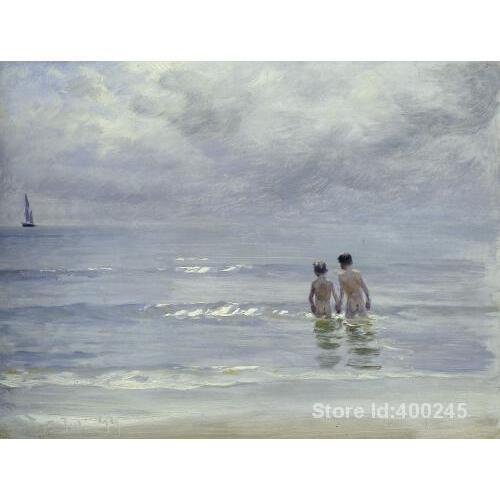 Peder Severin Kroyer paintings of Boys Bathing On The Beach At Skagen modern art Landscape High quality Hand painted