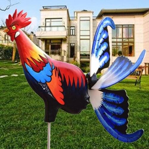 Rooster Windmill Garden Farm Decor Courtyard Plug Pottery Rostalgie Chicken Bird Animal Backyard Statue Decors for Outdoor