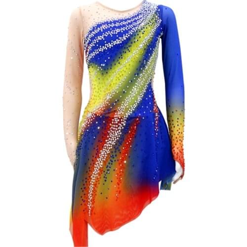 Ice Figure Skating Dress Girls Ballet Leotard Women Red Performance Wear Kids Competition Skirts Rhythmic Leotards Child