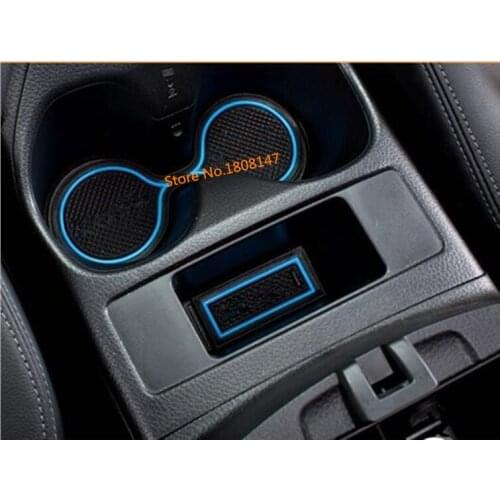 Car Groove Gate Slot Armrest Storage Rubber non-slip mat mats pad/cup 17pcs For Nissan X-trail xtrail T32/Rogue 2014 2015 2016