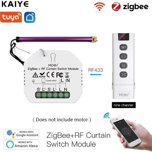 Tuya Zigbee WiFi RF Roller Blind Shutter Curtain Switch Module with Remote for Electric Sunscreen Works With Google Home Alexa