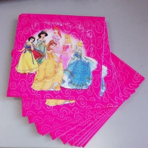 Princess party supplies 20pcs Princess Paper Napkin Festive & Party Tissue Napkin Supply for Kids Birthday Party Decorations