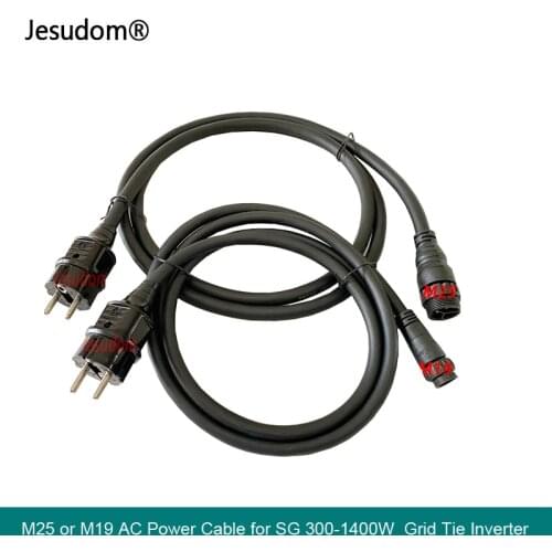 2Meters 3Pin M25 or M19 AC Power Cable with EU Socket Type Fit for SG Series 300-1400W Micro Grid Tie Inverter