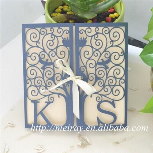 Wedding cards invitation card craft supplies paper sleeves for invitations, "happiness tree" laser cut invitation sleeves