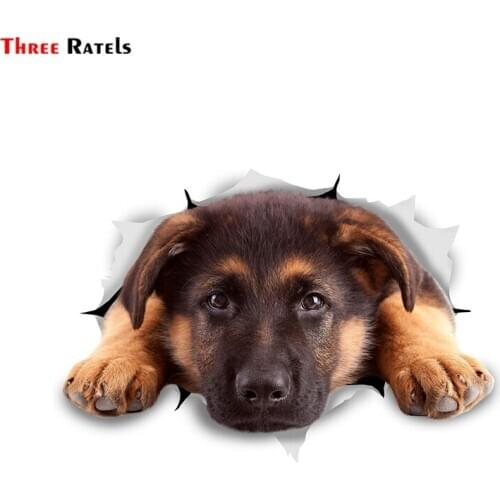 Three Ratels FTC-1088 3D Dog Stickers Resting German Shepherd For Wall, Fridge, Toilet, Window and Cabinet