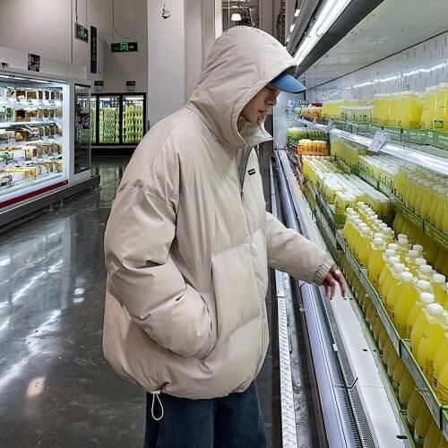 Thicken Zipper Korean Streetwear Clothing Mens Casual Oversized Parkas 2021 Winter New Hooded Warm Woman Coats