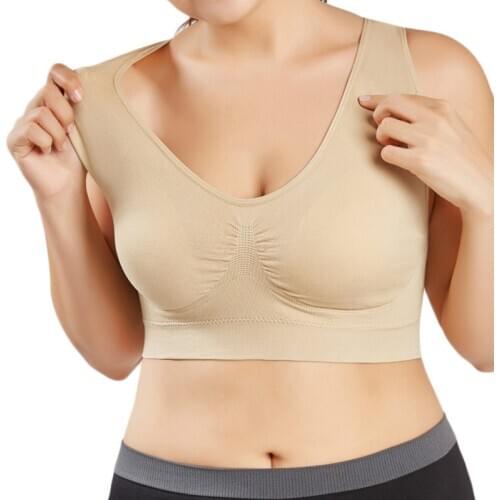 Big Size Sports Bra Black White Breathable Wire Free Sleep Daily Bra Women Padded Sports Top M-XXL XXXL 4XL 5XL