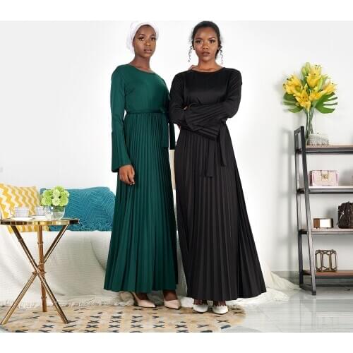 Eid robe musulmane Pleated Abaya Hijab Muslim Dress Caftan Dubai Kaftan Dress Islamic peignoir Abaya female muslim Vestidos Robe