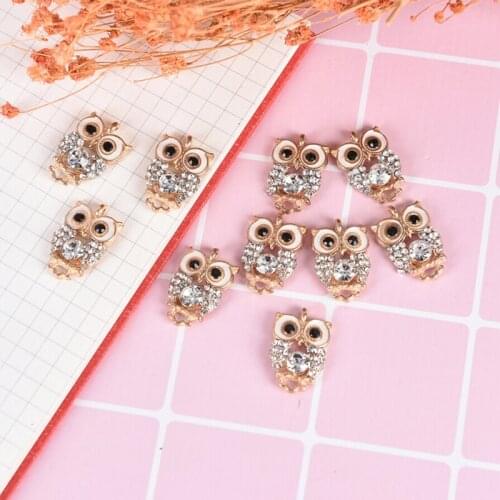 10Pcs Fashion Charms Zinc Alloy Enamels Rhinestone Drop Oil Owl Pendant Accessories DIY Necklace Earring Jewelry Accessories