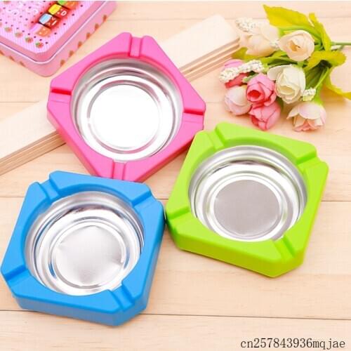 100pcs Square Edging Ashtray Candy Color Ash Holder Ash Trays Smoking Accessories Material Plastic and Stainless Steel