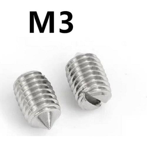 100pcs/lot M3x3/4/5/6mm GB71 DIN553 304 Stainless steel slotted set screw with cone point