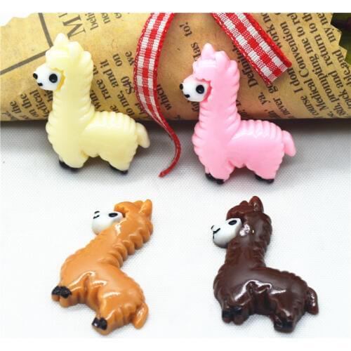12PCS 27mmX33mm Mixed Color Resin Flatback Alpaca|Resin Lama Pacos Scrapbooking Miniatures|Resin Flatback Alpaca Charms