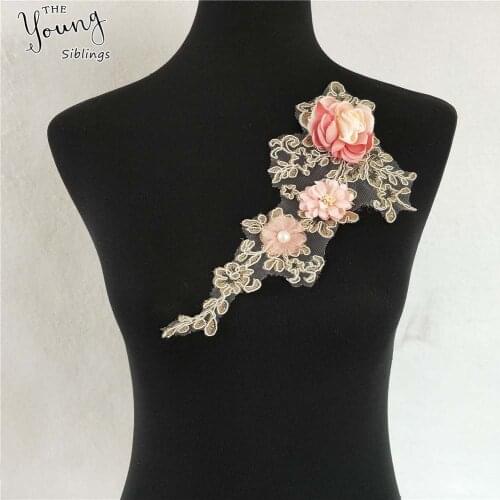 Hot sale Sewing trim Venise Lace Collar 3D Floral Embroidered Applique Lace Neckline Collar DIY Wedding dress Supply Accessories