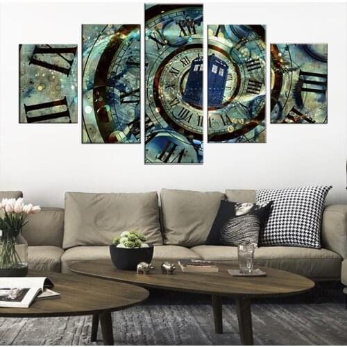 5 Pieces Canvas Painting Picture Doctor Who Tardis Time Machine Poster Living Room Wall Decoration Painting Prints Wall Art