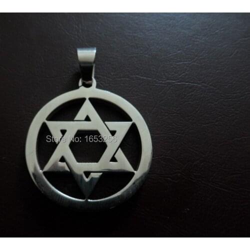 In bulk 5pcs Lot mens Jewish Star of David round stainless steel pendant High Quality