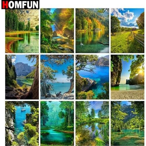 HOMFUN Full Square/Round Drill 5D DIY Diamond Painting "Mountain forest view" Embroidery Cross Stitch 5D Home Decor Gift