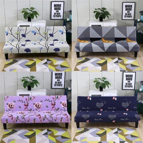 Geometric Elastic Armless Sofa Bedspread Stretch Floral Without Armrest Sofa Bed Slipcover Dust-proof Protector For Living Room