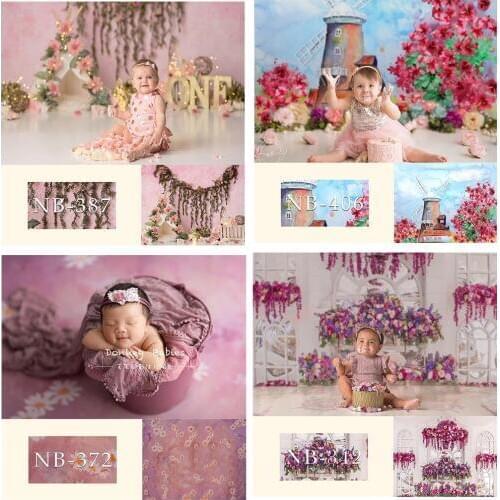 Flowers Theme Children Birthday Photography Backdrop Floral Newborn Portrait Baby Shower Background Photocall Props Photoshoot