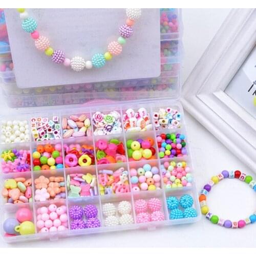 Kids DIY Handmade Beaded Toy With Accessory Set Children Creative 24 Grid Girl Necklace Bracelet Educational Children Gift
