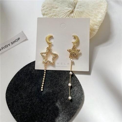 Star tassel earrings long style Korean temperament trendy fashion net celebrity all-match earrings women