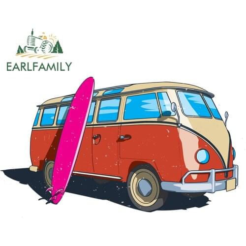 EARLFAMILY 13cm x 8.1cm for Hippie Camper Car Sticker Vinyl Car Wrap Decal Air Conditioner Surfboard Waterproof Trunk Decoration