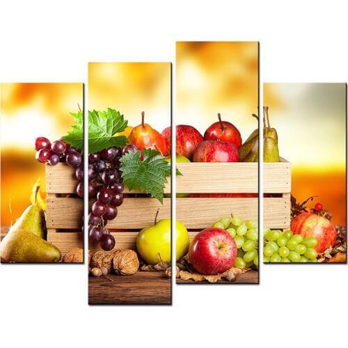 Printed Poster Decorative Wall 4 Pieces/Set Fruit Canvas Framework Painting Oil HD Art Modular Pictures For Living Kids Room