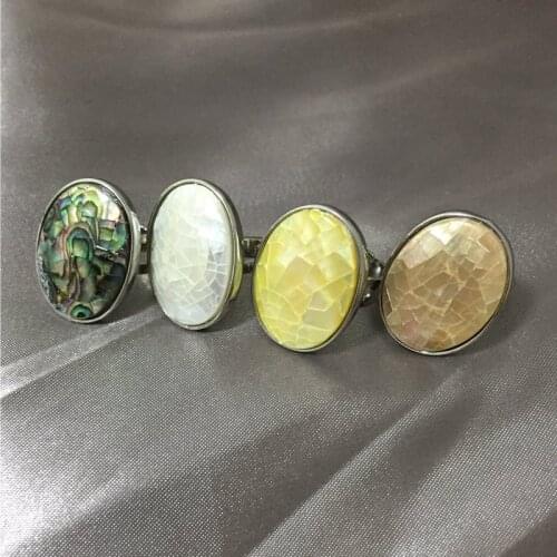 Retro Natural Mother of Pearl Abalone Shell Finger Rings Unisex Pink White Shell Mid Rings Open Cuff Adjustable Full Rings Women