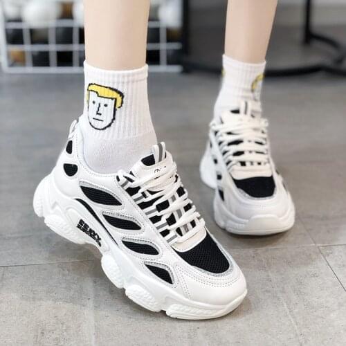 Woman Vulcanize Shoes Black White Womens Sneakers Mesh Shose Women Summer Lightweight Stylish Flat Soft