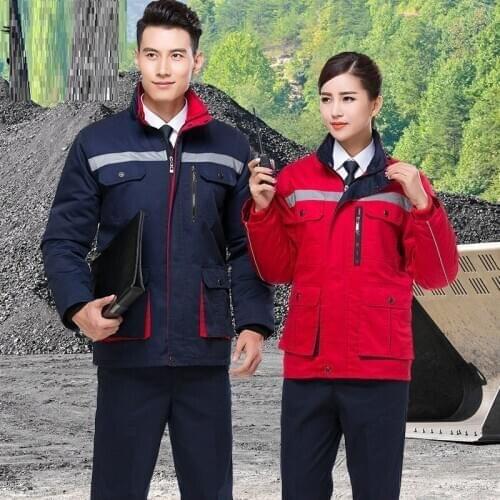 Winter Work clothing Men Women Wadded Jacket Coat Multi pockets Safety Reflective Auto Repair Construction Factory Work Uniform