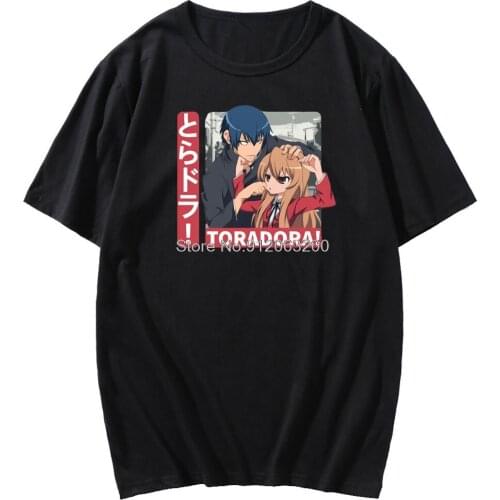 Summer Fashion mens T-shirt Toradora Anime Print mens short-sleeved T-shirt New Clothing Loose T-shirt Men