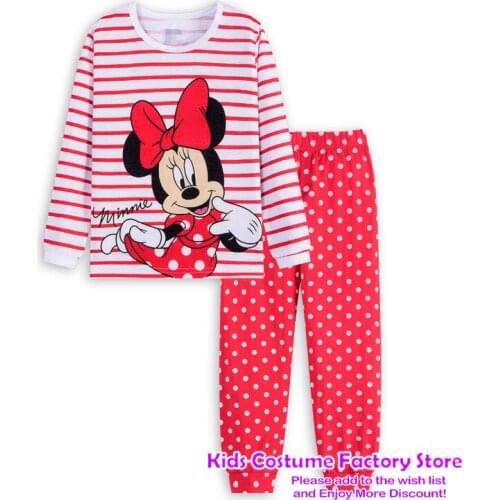 Hot Casual Pajamas Clothing Set Girls Minnie Cartoon Sleepwear Suit Sets Kids Long sleeved+Pant 2Piece Cotton Pajamas Sets