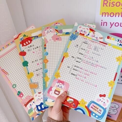 2021 Kawaii INS Gird Notebooks Cute Girls Planner Message Mome Notepad Dairy Weekly To Do Planner School Stationery