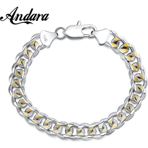 Hip Hop Mens Bracelet 925 Silver Sideways Cuban Bracelet 10MM8