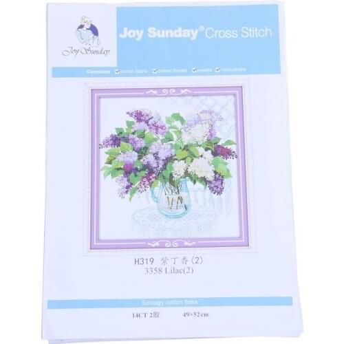 DIY Hand Knitting Count Cross Stitch Set Embroidery Set 14CT Purple Lilac Pattern Cross Stitch 49*52cm Home Decoration