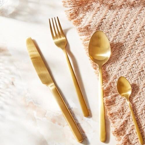 4-Piece Dinnerware Set Stainless Steel Titanium Plating Cutlery Set Knife Fork Spoon Set Tableware Gold Black Cutleries Western