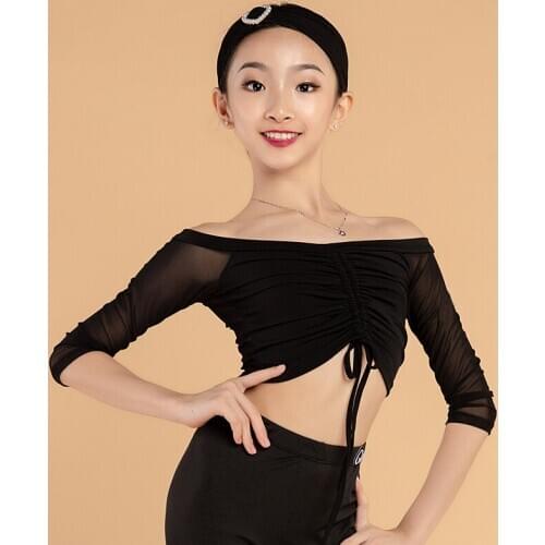 Latina Dance Clothes For Girls Black Crop Tops Ballroom Practice Wear Stage Costume Rumba Dancer Outfits Tap Dance Wear DL6813